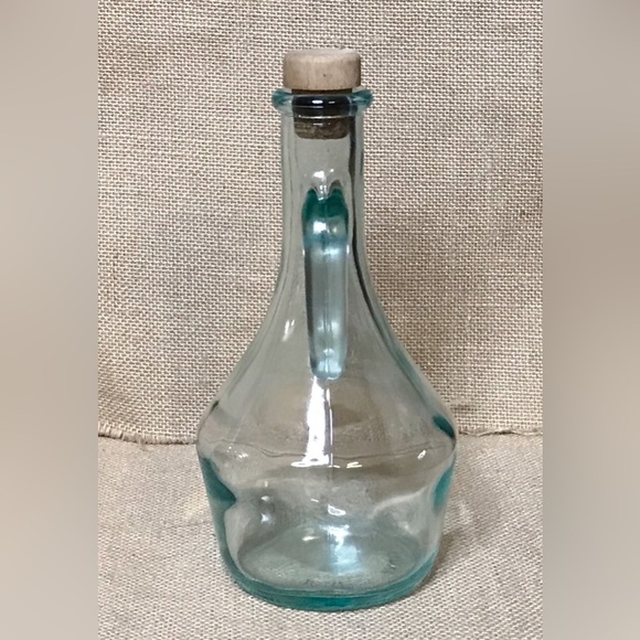 Vintage VE Vetreria Etrusca Green Glass Cruet Mid Century Cottage Core Italy - Picture 2 of 8